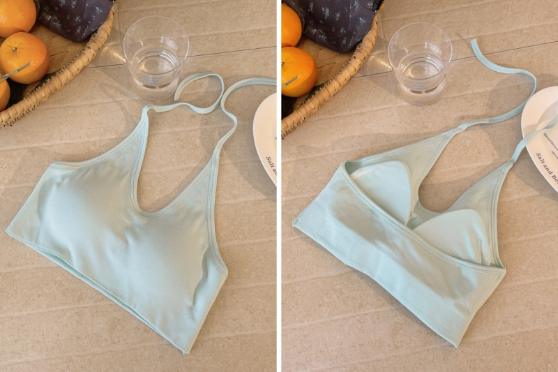 Jednobojni halter top s integriranim košaricama, za nošenje izvana ili iznutra, seksi top