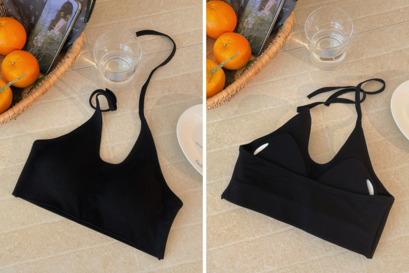 Jednobojni halter top s integriranim košaricama, za nošenje izvana ili iznutra, seksi top
