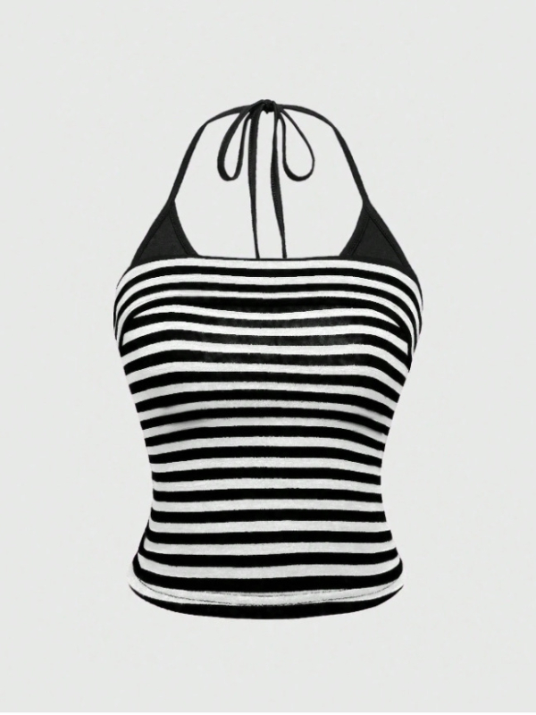 Ženski tube top bez rukava s printom krila, vezanje i kontrastne boje, uski kroj, retro Y2K stil, ljeto 2026