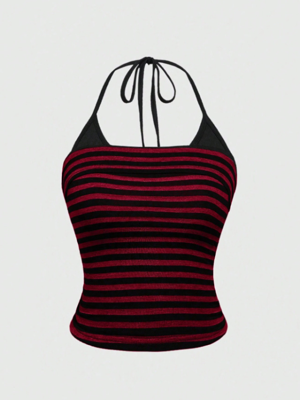 Ženski tube top bez rukava s printom krila, vezanje i kontrastne boje, uski kroj, retro Y2K stil, ljeto 2026
