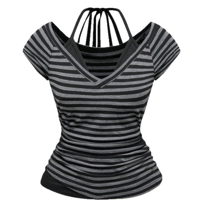 Ženski tube top bez rukava s printom krila, vezanje i kontrastne boje, uski kroj, retro Y2K stil, ljeto 2026