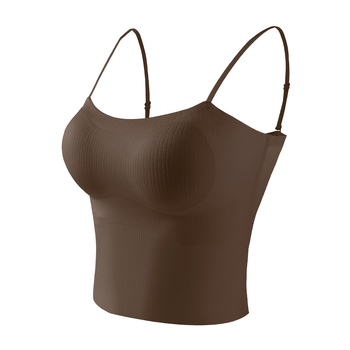 Bijela cami-top od ice silk s jastučićima za grudi, kratki ljetni top, unutarnji sloj