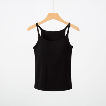 Camisolă din viscose cu pernă pentru sân, fără cusături, elastice înaltă, croială slim, top interior lung