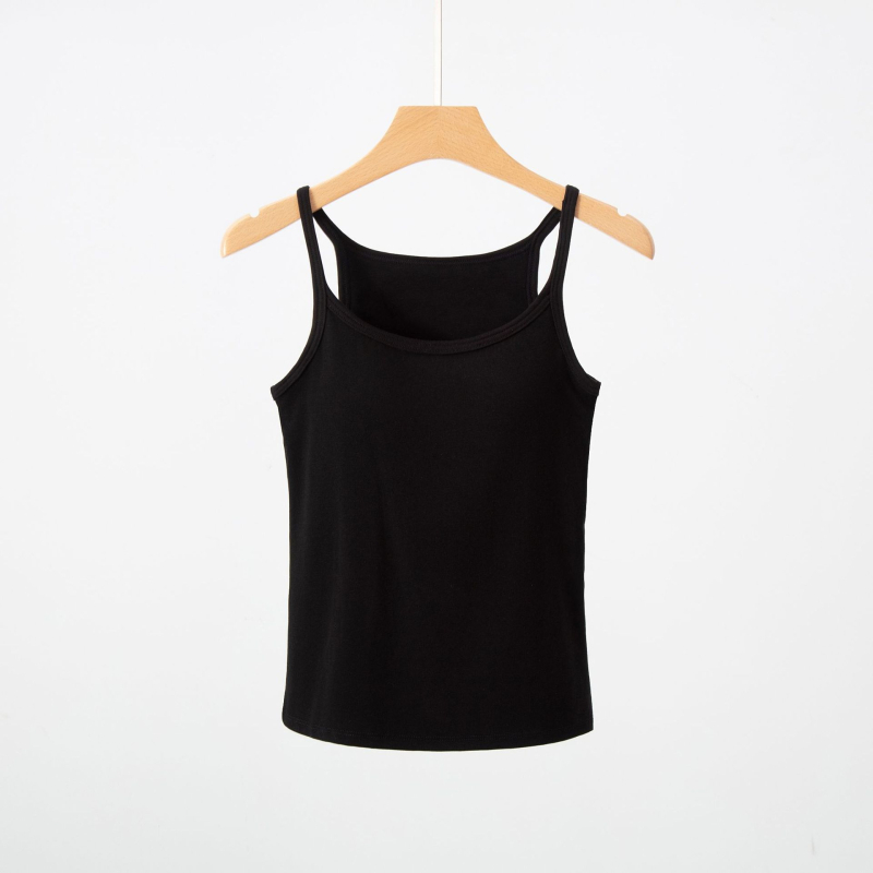 Camisolă din viscose cu pernă pentru sân, fără cusături, elastice înaltă, croială slim, top interior lung