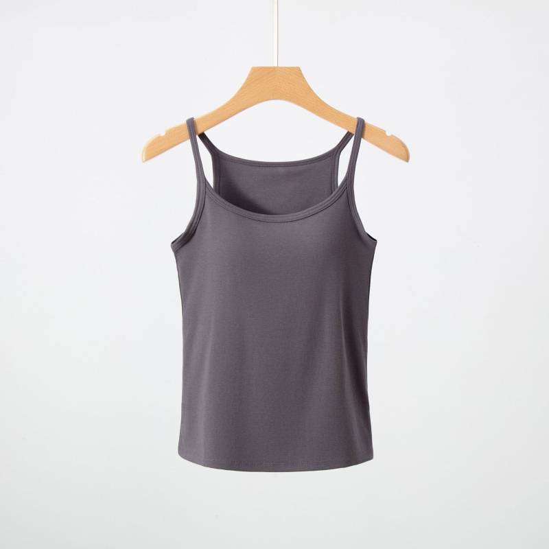 Camisolă din viscose cu pernă pentru sân, fără cusături, elastice înaltă, croială slim, top interior lung