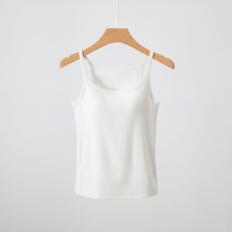 Camisolă din viscose cu pernă pentru sân, fără cusături, elastice înaltă, croială slim, top interior lung