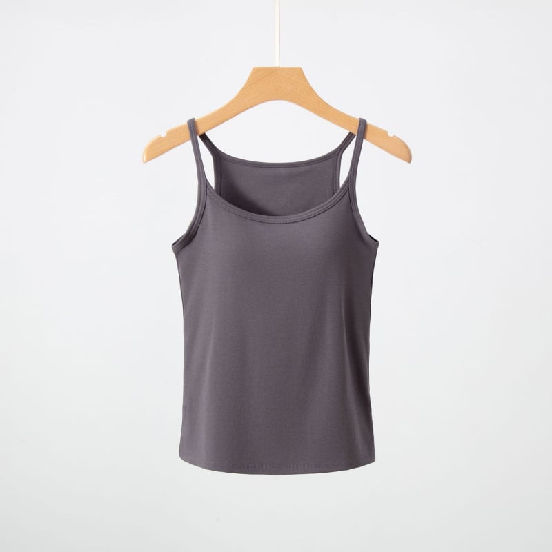 Camisolă din viscose cu pernă pentru sân, fără cusături, elastice înaltă, croială slim, top interior lung