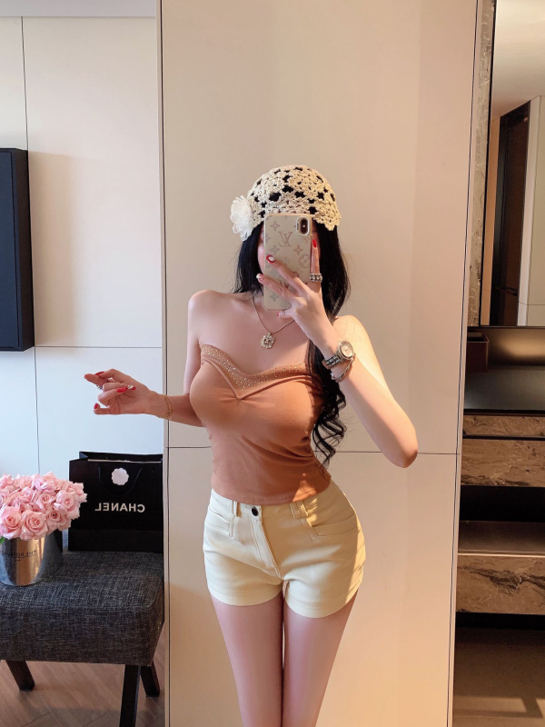 Bustier bez naramenica s kristalima, seksi jednosoban gornji dio, podstava, pamuk 50–70% sadržaja pamuka