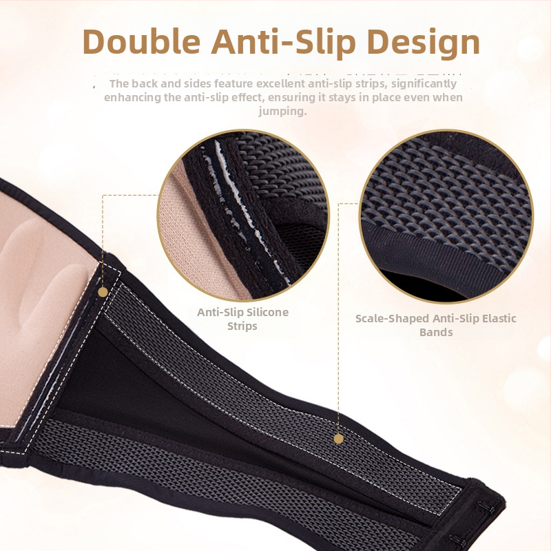 Krūšturis bez plecu siksnām, pretslīdēšana, push-up, bandeau stila, viengabala