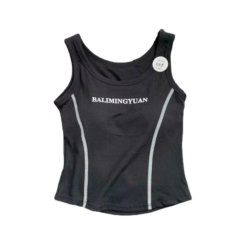 Κορεατικού στυλ τοπ χωρίς μανίκια από νήματα βαμβακιού με ενσωματωμένες επενδύσεις στήθους, διαπνέον σωληνοειδές σχέδιο