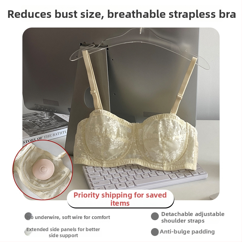 Be peties liemenėlė iš nėrinių su minkštu plieno žiedu, ultra ploni formuoti puodeliai, nuimamos dvigubos petnešėlės