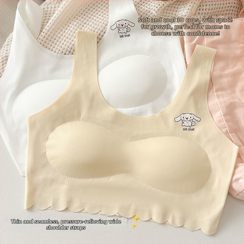 Be siūlių liemenėlė mergaitėms 8+ metų, 100% medvilnė, prekės ženklas Qian Jincai, vasara 2025