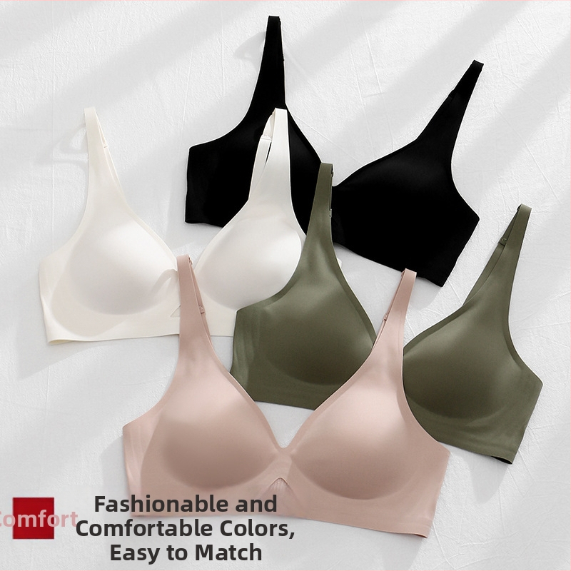 Безжичен латексов сутиен с дантела и латексни чаши, 3D мека опора, регулируеми презрамки, пълна чашка