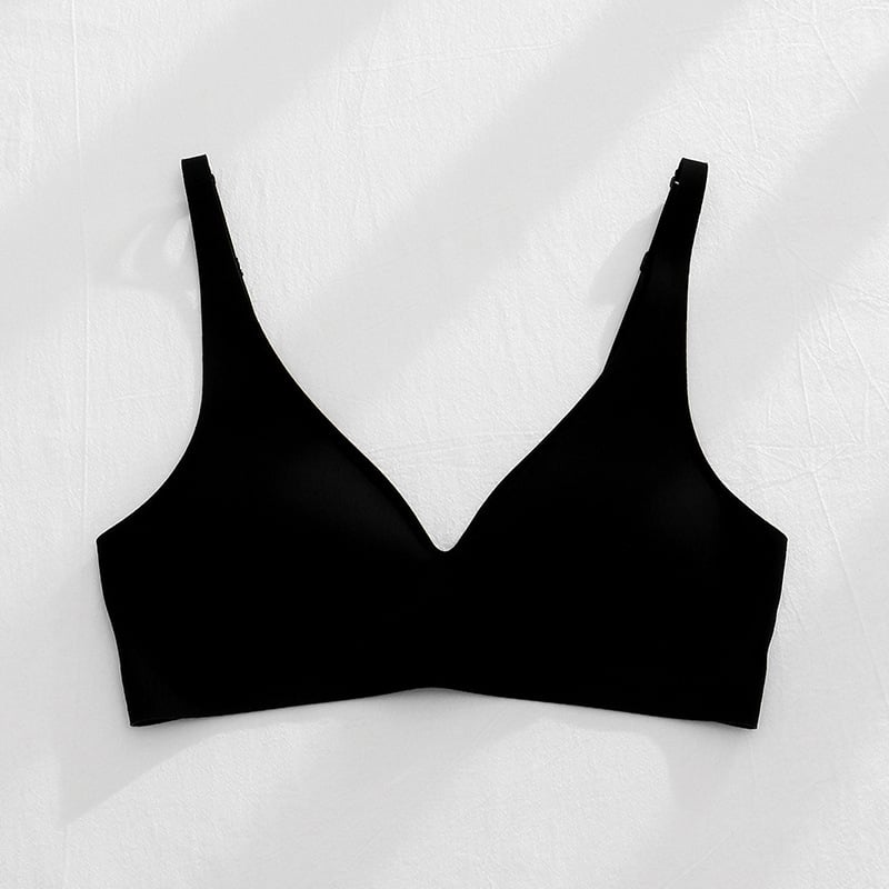 Безжичен латексов сутиен с дантела и латексни чаши, 3D мека опора, регулируеми презрамки, пълна чашка