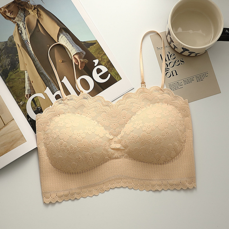 Сутиен без шев за гръб, Nylon основа и подплата, чашка 3/4, форма на чашката: горе тънко, долу дебело, фиксирани двойни презрамки, стил Tube Top, без следи и удобен