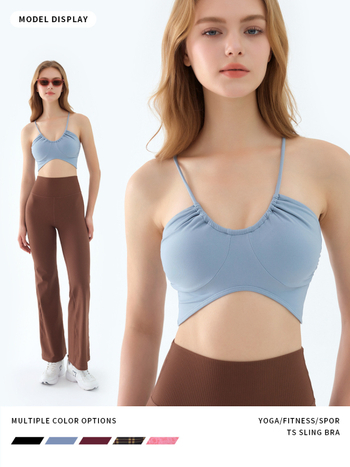 AAKVT Ενιαίο αθλητικό τοπ με λεπτές τιράντες, ενσωματωμένες επενδύσεις, ύφασμα νάιλον ελαστικό (80% νάιλον, 20% σπάντεξ), απορροφά την υγρασία, διαπνέον, γρήγορο στέγνωμα, στυλ σωληνωτό τοπ