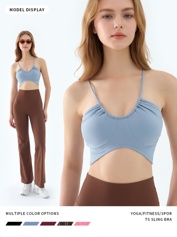 AAKVT Ενιαίο αθλητικό τοπ με λεπτές τιράντες, ενσωματωμένες επενδύσεις, ύφασμα νάιλον ελαστικό (80% νάιλον, 20% σπάντεξ), απορροφά την υγρασία, διαπνέον, γρήγορο στέγνωμα, στυλ σωληνωτό τοπ