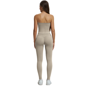 Σετ fitness yoga γυναικών χωρίς ραφές — τοπ χωρίς μανίκια με παντελόνι, νάιλον/σπαντέξ 78/22, κάτω μέρος: κολάν, φθινόπωρο 2025