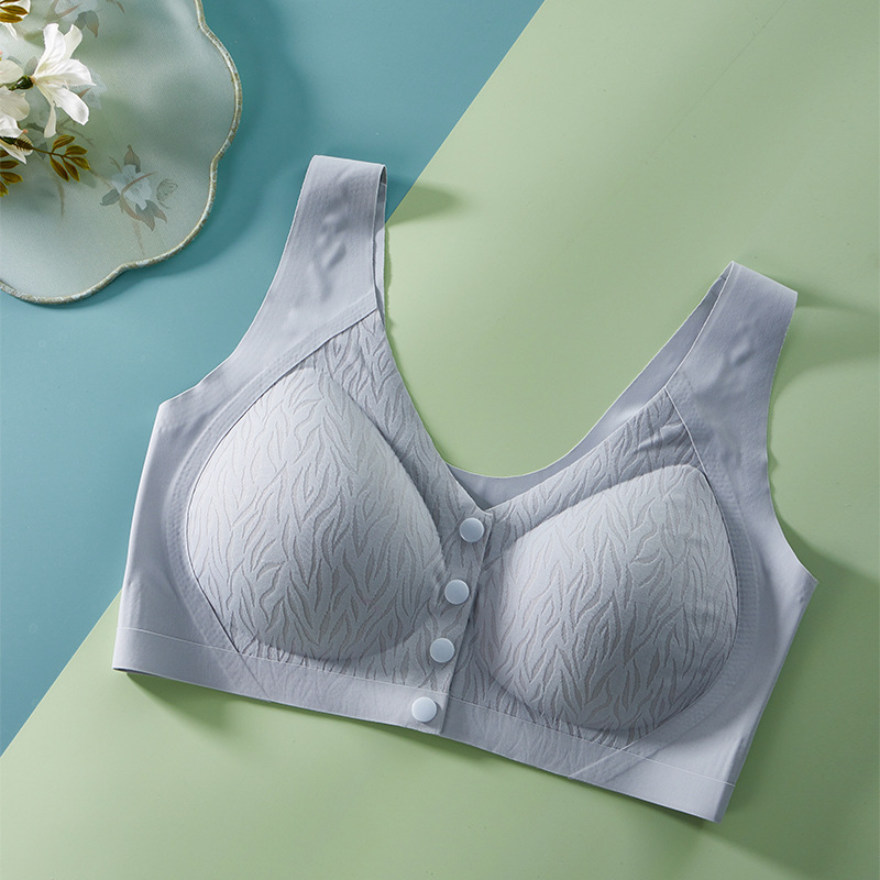 Integruota liemenėlė-viršelis su priekiu užsegimu, be siūlių, kvėpuojantis; 3/4 taurė; vidutinio formato taurė; fiksuoti dvigubi peties dirželiai