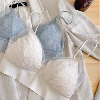 Mežģīņu tīkla krūšturis, bezvadu, bezšuvju dizains, 3/4 kauss, ultraplāns formējošs kauss, fiksētās dubultās siksnas