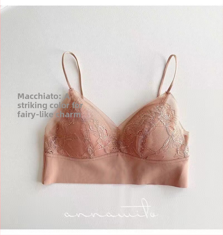 Mežģīņu tīkla krūšturis, bezvadu, bezšuvju dizains, 3/4 kauss, ultraplāns formējošs kauss, fiksētās dubultās siksnas