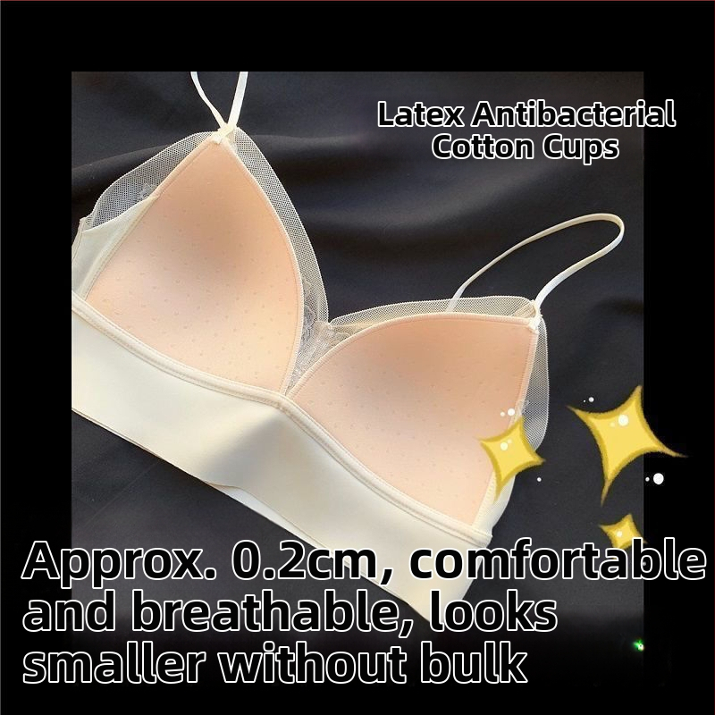 Mežģīņu tīkla krūšturis, bezvadu, bezšuvju dizains, 3/4 kauss, ultraplāns formējošs kauss, fiksētās dubultās siksnas