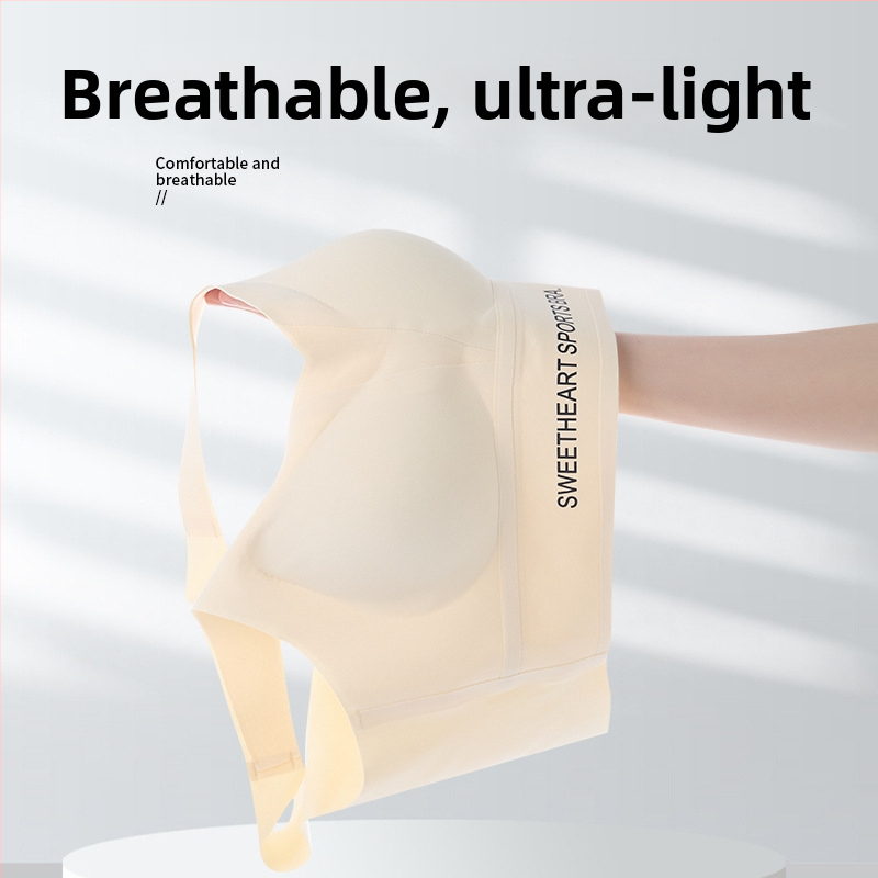 Női sportmelltartó – Gyűrődésgátló felső támasz, 5/8 kosár, vékony formázott kosár, rögzített dupla vállpántok