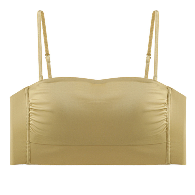 Nylon anyagú női varrás nélküli melltartó, sima hátsó rész, vékony vállpántokkal, teljes kosár, ultra vékony formázó kosár, rögzített dupla vállpántok, mellény-stílus, lélegző