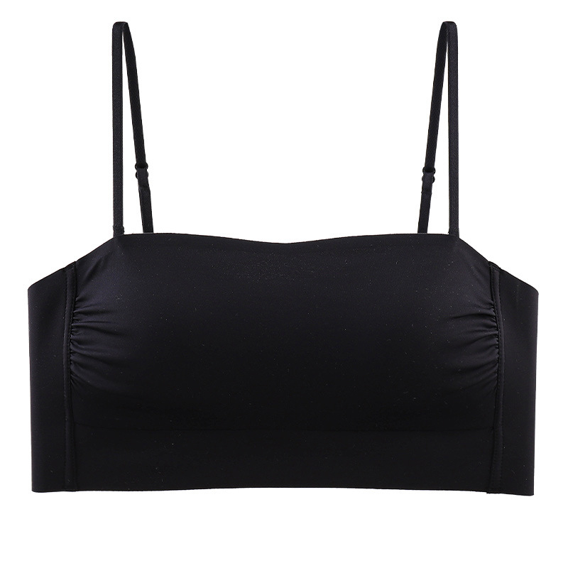 Nylon anyagú női varrás nélküli melltartó, sima hátsó rész, vékony vállpántokkal, teljes kosár, ultra vékony formázó kosár, rögzített dupla vállpántok, mellény-stílus, lélegző