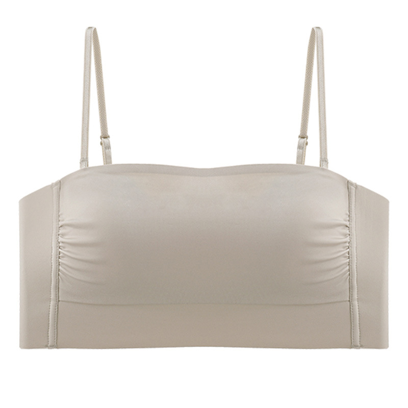 Nylon anyagú női varrás nélküli melltartó, sima hátsó rész, vékony vállpántokkal, teljes kosár, ultra vékony formázó kosár, rögzített dupla vállpántok, mellény-stílus, lélegző