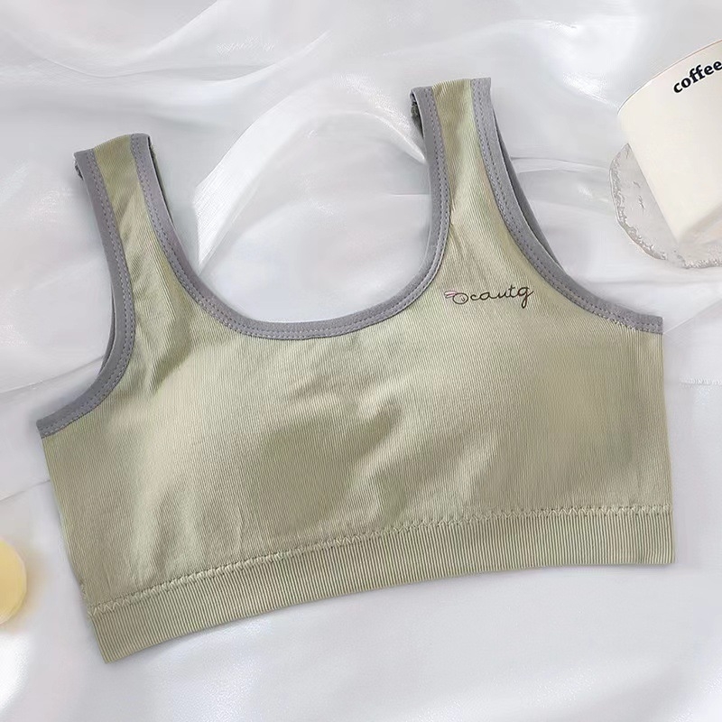 Νάιλον τοπ τύπου σωλήνας για το στήθος, με πλήρη κάψα και διαμορφωμένη θηλή με λεπτό πάνω μέρος και παχύτερο κάτω, για κορίτσια 13–18 ετών, όμορφο σχέδιο στην πλάτη