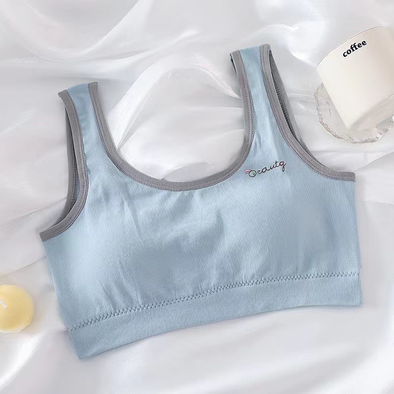 Νάιλον τοπ τύπου σωλήνας για το στήθος, με πλήρη κάψα και διαμορφωμένη θηλή με λεπτό πάνω μέρος και παχύτερο κάτω, για κορίτσια 13–18 ετών, όμορφο σχέδιο στην πλάτη