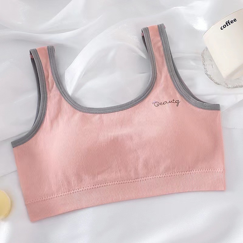 Νάιλον τοπ τύπου σωλήνας για το στήθος, με πλήρη κάψα και διαμορφωμένη θηλή με λεπτό πάνω μέρος και παχύτερο κάτω, για κορίτσια 13–18 ετών, όμορφο σχέδιο στην πλάτη