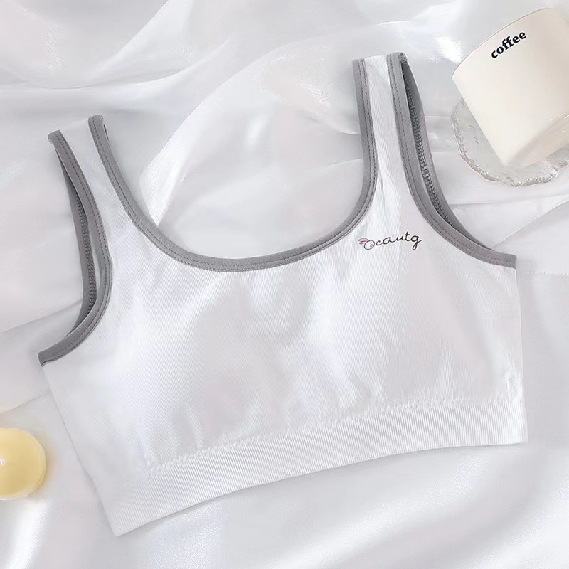 Νάιλον τοπ τύπου σωλήνας για το στήθος, με πλήρη κάψα και διαμορφωμένη θηλή με λεπτό πάνω μέρος και παχύτερο κάτω, για κορίτσια 13–18 ετών, όμορφο σχέδιο στην πλάτη