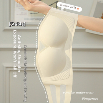 Без презрамки бюстгальтер, нехлъзгащ се, невидим, тънки оформени чашки, плат найлон, подплата спандекс