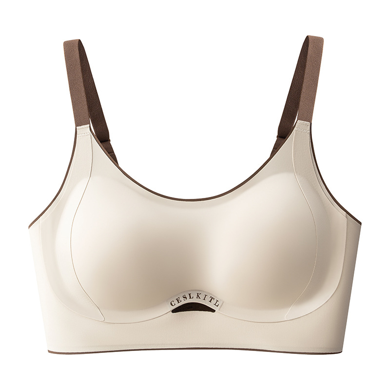Безшевен дамски сутиен, безжичен, 3/4 чашка, средно оформени чашки, фиксирани двойни презрамки