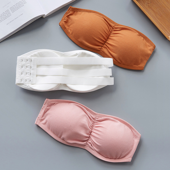 Rebrasti bandeau top bez rukava s jastučićima za prsni koš, Push-Up, Modal–Viskozna smjesa