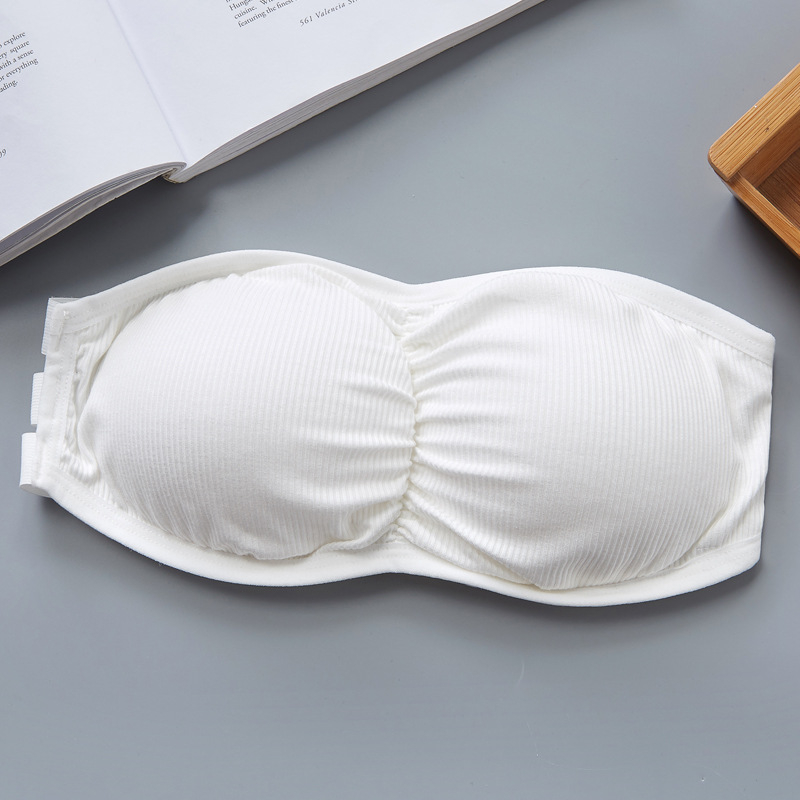 Rebrasti bandeau top bez rukava s jastučićima za prsni koš, Push-Up, Modal–Viskozna smjesa