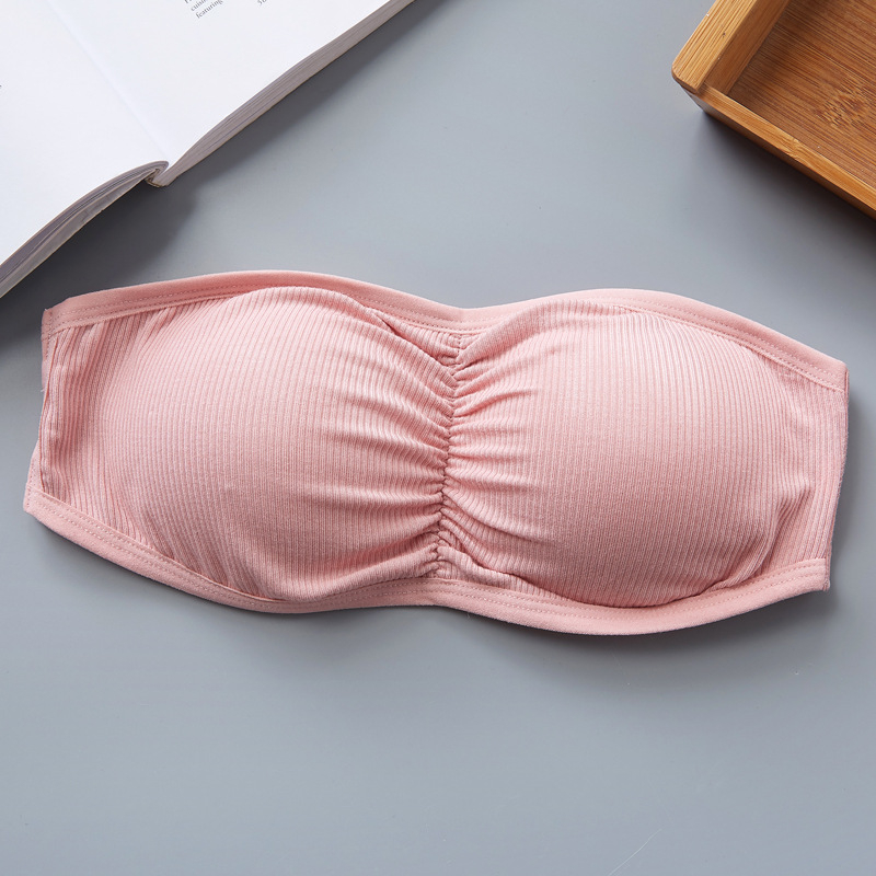 Rebrasti bandeau top bez rukava s jastučićima za prsni koš, Push-Up, Modal–Viskozna smjesa