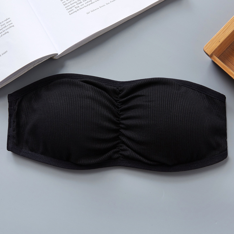 Rebrasti bandeau top bez rukava s jastučićima za prsni koš, Push-Up, Modal–Viskozna smjesa