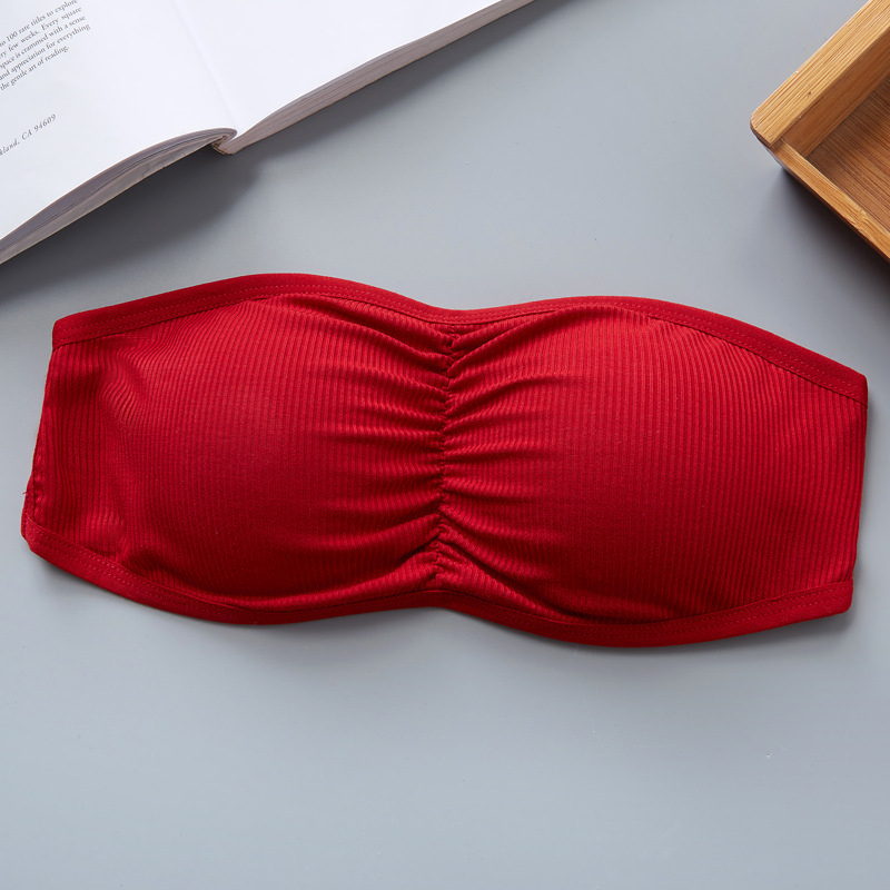 Rebrasti bandeau top bez rukava s jastučićima za prsni koš, Push-Up, Modal–Viskozna smjesa