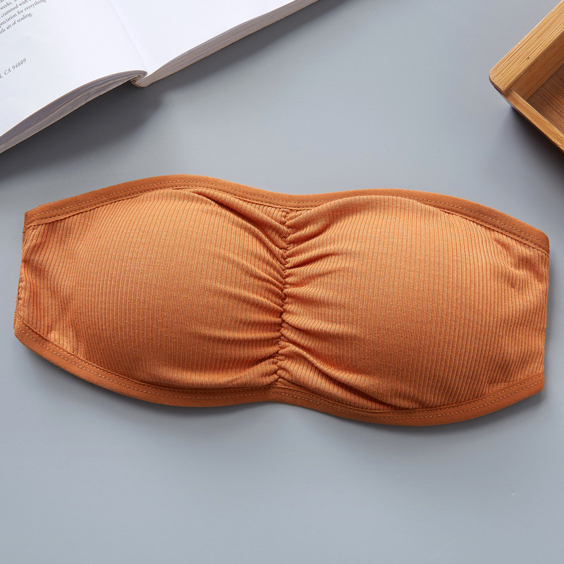 Rebrasti bandeau top bez rukava s jastučićima za prsni koš, Push-Up, Modal–Viskozna smjesa
