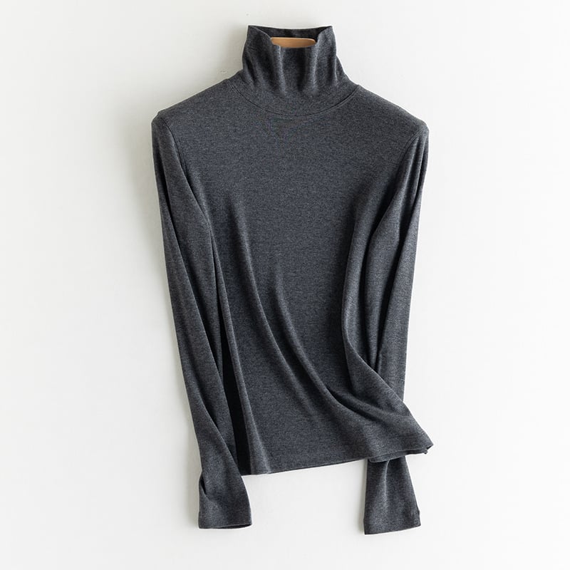 Ženski pulover s poluvisokim ovratnikom, dugi rukavi, kašmirsko-pamukova smjesa s regeneriranom celulozom i bisernim prahom, jesen 2024