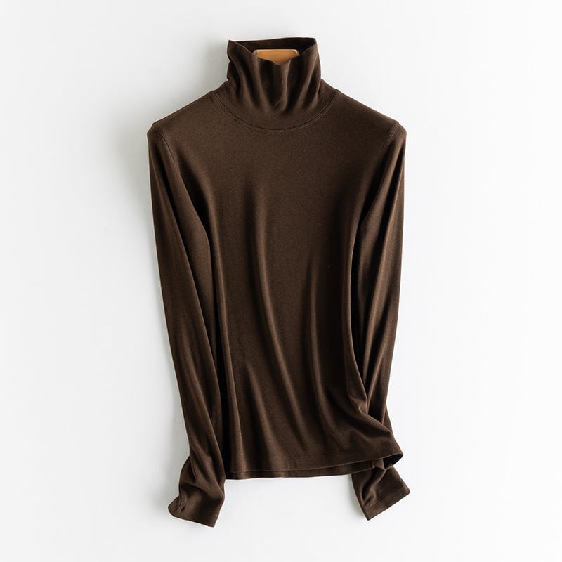 Ženski pulover s poluvisokim ovratnikom, dugi rukavi, kašmirsko-pamukova smjesa s regeneriranom celulozom i bisernim prahom, jesen 2024