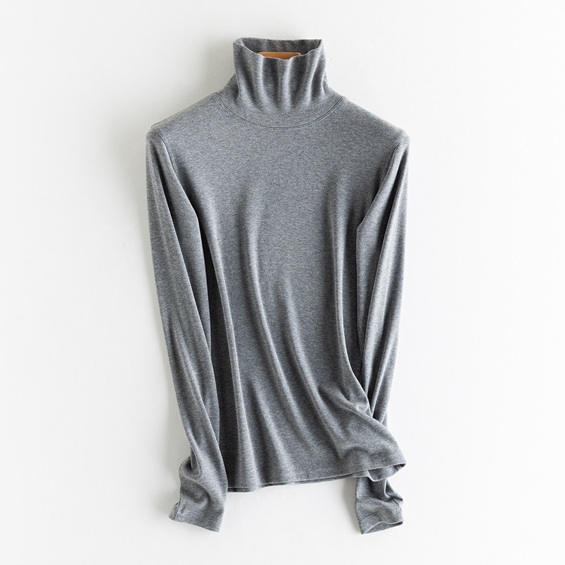 Ženski pulover s poluvisokim ovratnikom, dugi rukavi, kašmirsko-pamukova smjesa s regeneriranom celulozom i bisernim prahom, jesen 2024