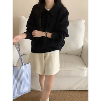 Pulover polo pentru femei, acril și cașmir artificial, croială lejeră, mâneci lungi, iarnă 2025