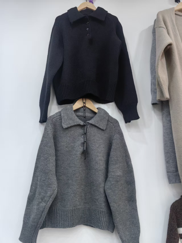 Pulover polo pentru femei, acril și cașmir artificial, croială lejeră, mâneci lungi, iarnă 2025