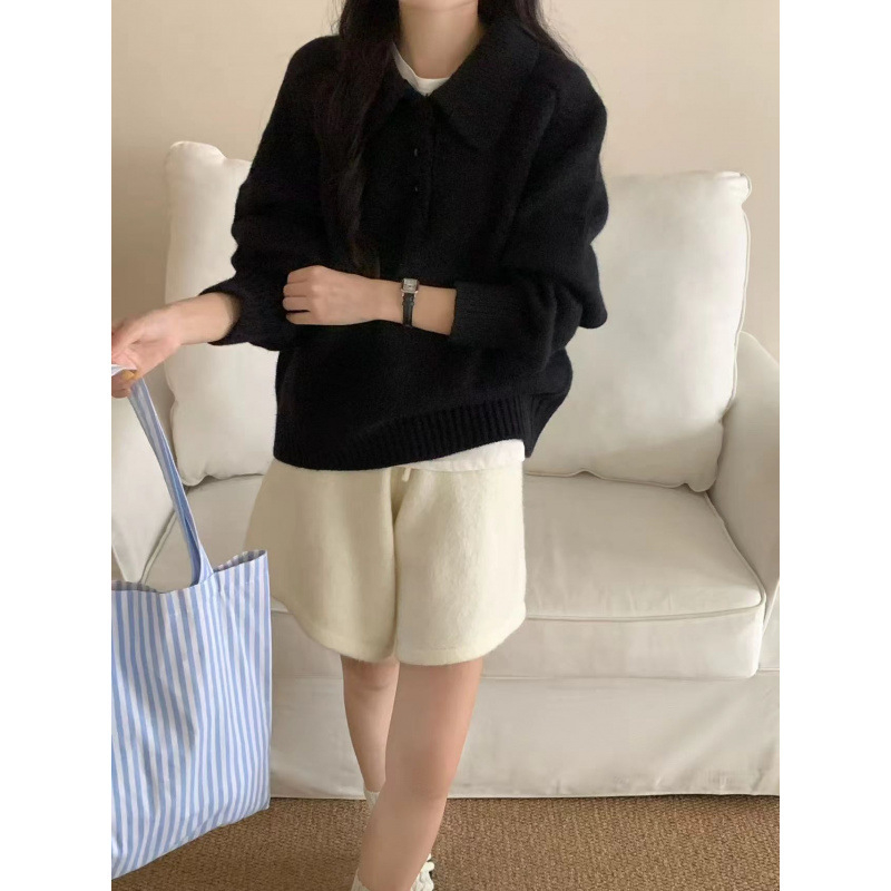 Pulover polo pentru femei, acril și cașmir artificial, croială lejeră, mâneci lungi, iarnă 2025