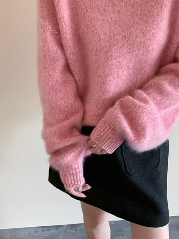 Ženski debeli pulover od vune s kašmirom, široki kroj, okrugli izrez, dugi rukavi, zimski stil 2025