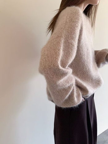 Ženski debeli pulover od vune s kašmirom, široki kroj, okrugli izrez, dugi rukavi, zimski stil 2025